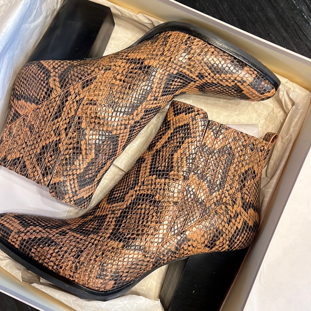 Marc Fisher Snakeskin Leather Ankle Boots